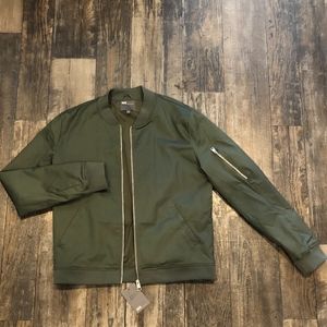 Asos Muscle Fit Bomber Jacket W/Sleeve Zip